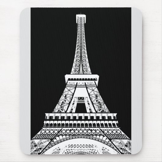 Eiffelturm Paris Frankreich Pop Schwarz/Weiß Mousepad (Vorne)