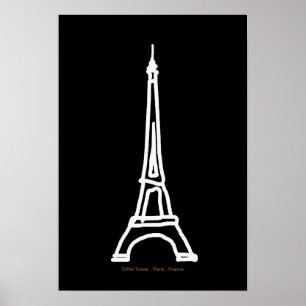 Eiffelturm Paris/Frankreich Schwarz-weiß Poster