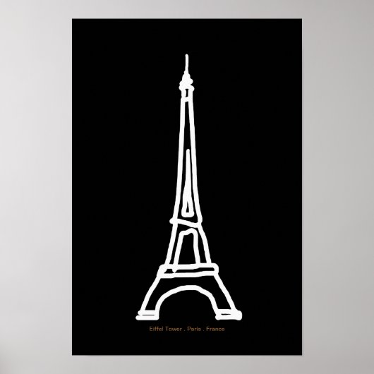 Eiffelturm Paris/Frankreich Schwarz-weiß Poster (Vorne)
