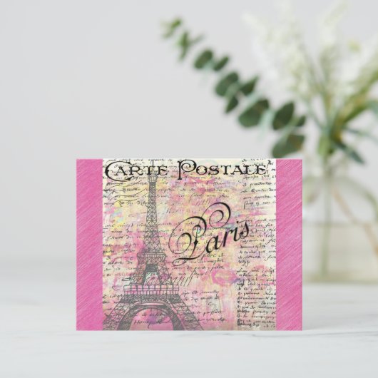 Eiffelturm Paris Frankreich Vintag Pink Postkarte (Stehend Vorderseite)