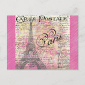 Eiffelturm Paris Frankreich Vintag Pink Postkarte (Vorderseite)