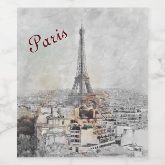 Eiffelturm Paris Frankreich Weinkarte - Elegant Weinetikett (Einzelnes Label)