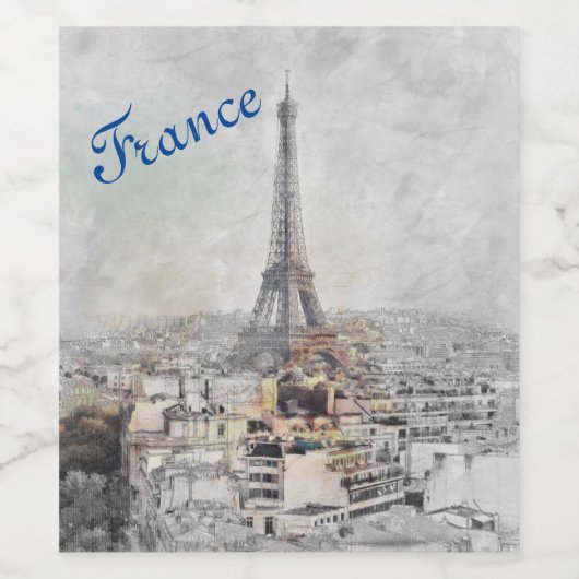 Eiffelturm Paris Frankreich Weinkarte - Elegant Weinetikett (Einzelnes Label)