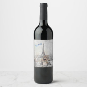 Eiffelturm Paris Frankreich Weinkarte - Elegant Weinetikett