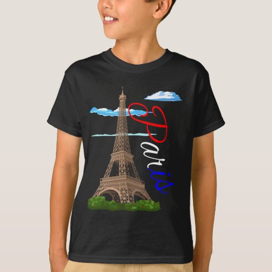 Eiffelturm Paris Französisch-Flagge T-Shirt (Vorderseite)