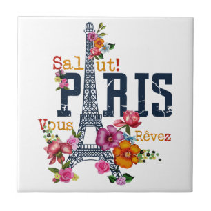 Eiffelturm Paris Hemd Salut Blühendes Paris Fra Fliese