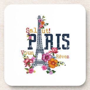 Eiffelturm Paris Hemd Salut Blühendes Paris Fra Getränkeuntersetzer