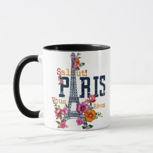 Eiffelturm Paris Hemd Salut Blühendes Paris Fra Tasse