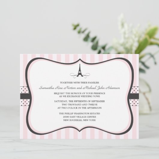 Eiffelturm Paris Hochzeit Einladung (Stehend Vorderseite)