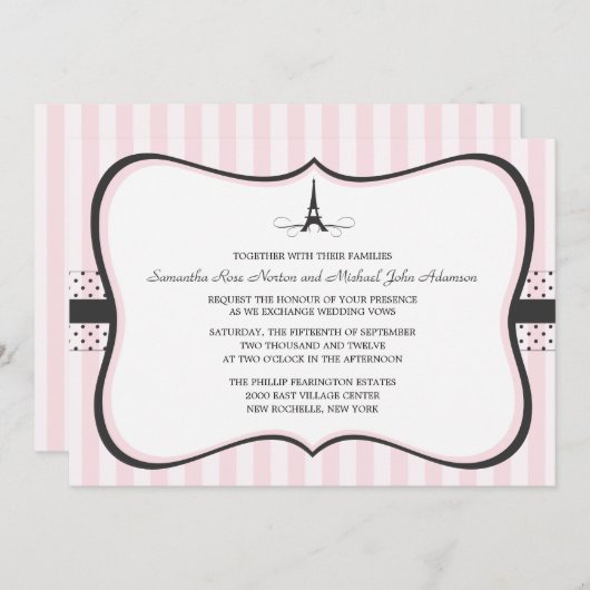 Eiffelturm Paris Hochzeit Einladung (Vorne/Hinten)