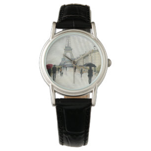 Eiffelturm   Paris im Regen Armbanduhr