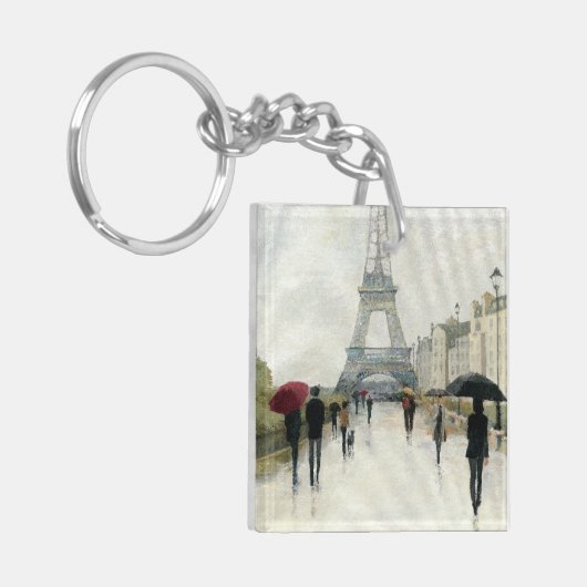 Eiffelturm | Paris im Regen Schlüsselanhänger (Vorderseite links)