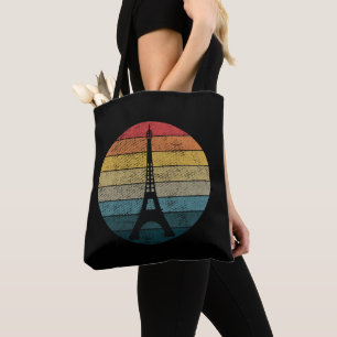 Eiffelturm Paris im Retro-Sonnenuntergangs-Kreis V Tasche