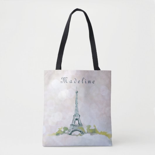 Eiffelturm Paris Ink Sketch on Pink Sparkle Tasche (Vorderseite)
