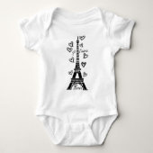 EIFFELTURM PARIS JE T'AIME UND HERZ-DRUCK BABY STRAMPLER (Vorderseite)