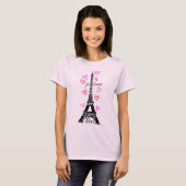 EIFFELTURM PARIS JE T'AIME UND HERZ-DRUCK T-Shirt (Vorne ganz)