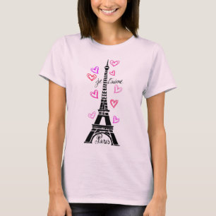 EIFFELTURM PARIS JE T'AIME UND HERZ-DRUCK T-Shirt