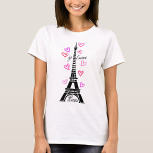 EIFFELTURM PARIS JE T'AIME UND HERZ-DRUCK T-Shirt