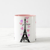 EIFFELTURM PARIS JE T'AIME UND HERZ-DRUCK ZWEIFARBIGE TASSE (Mittel)
