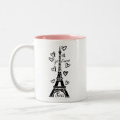 EIFFELTURM PARIS JE T'AIME UND HERZ-DRUCK ZWEIFARBIGE TASSE (Links)