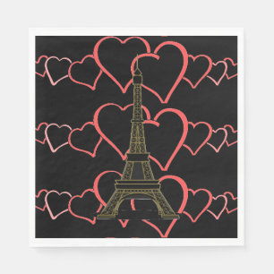 Eiffelturm Paris Liebe Französische Hochzeit Herz  Serviette