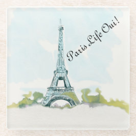 Eiffelturm|Paris Life Oui Farbtinte Illustration Glasuntersetzer