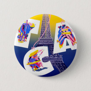 Eiffelturm Paris Luftverkehr Werbung Vintage Button
