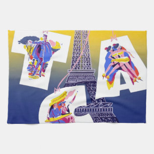 Eiffelturm Paris Luftverkehr Werbung Vintage Geschirrtuch