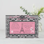 Eiffelturm Paris Pink Poodle Babydusche Einladung (Stehend Vorderseite)