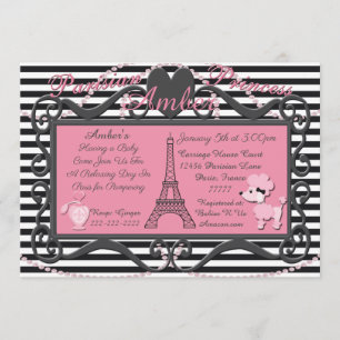 Eiffelturm Paris Pink Poodle Babydusche Einladung