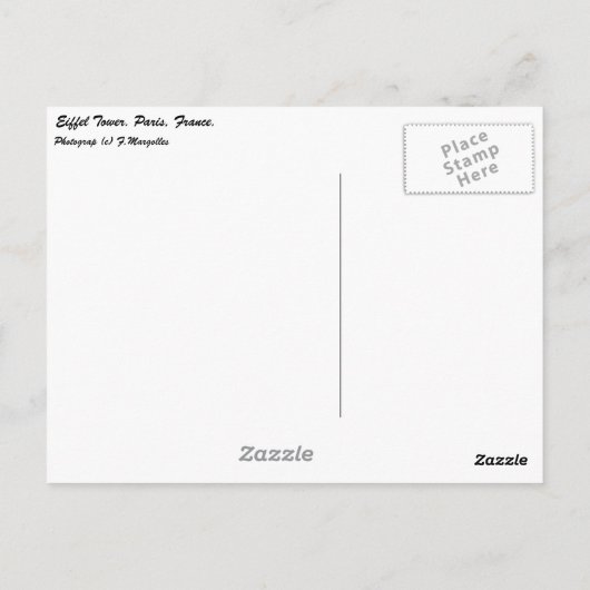 Eiffelturm, Paris Postkarte (Rückseite)