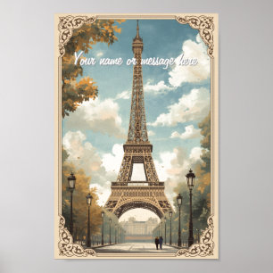 Eiffelturm Paris Reise Vintage Retro Art Name Poster