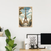 Eiffelturm Paris Reise Vintage Retro Art Name Poster (Heimbüro)