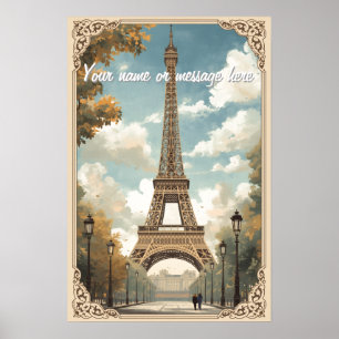 Eiffelturm Paris Reise Vintage Retro Art Name Poster