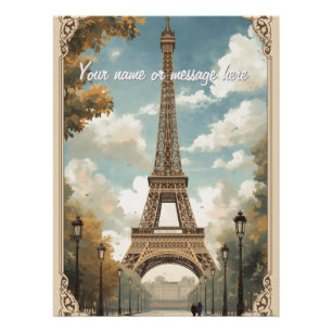 Eiffelturm Paris Reise Vintage Retro Art Name Poster