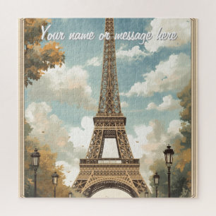 Eiffelturm Paris Reise Vintage Retro Art Name Puzzle