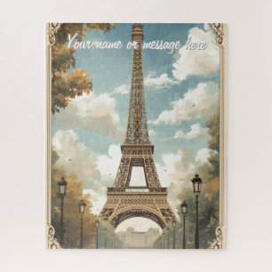 Eiffelturm Paris Reise Vintage Retro Art Name Puzzle
