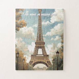 Eiffelturm Paris Reise Vintage Retro Art Name Puzzle