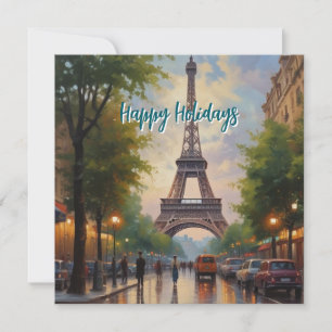 Eiffelturm Paris Reise Vintage Retro Kunst Feiertagskarte