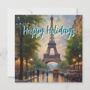 Eiffelturm Paris Reise Vintage Retro Kunst Feiertagskarte