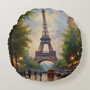 Eiffelturm Paris Reise Vintage Retro Kunst Rundes Kissen