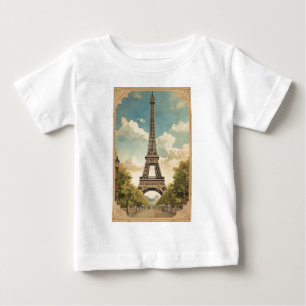 Eiffelturm Paris Reise Vintage Stil Retro Kunst Baby T-shirt