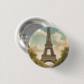 Eiffelturm Paris Reise Vintage-Stil Retro-Kunst Button (Vorne & Hinten)