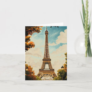 Eiffelturm Paris Reise Vintage-Stil Retro-Kunst Feiertagskarte