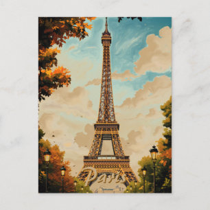 Eiffelturm Paris Reise Vintage-Stil Retro-Kunst Feiertagspostkarte