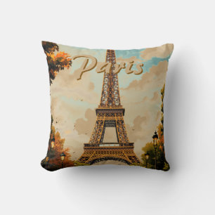 Eiffelturm Paris Reise Vintage-Stil Retro-Kunst Kissen