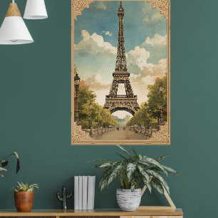 Eiffelturm Paris Reise Vintage-Stil Retro-Kunst Poster