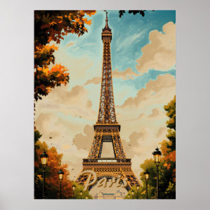 Eiffelturm Paris Reise Vintage-Stil Retro-Kunst Poster