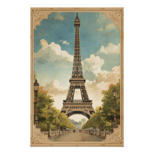 Eiffelturm Paris Reise Vintage-Stil Retro-Kunst Poster
