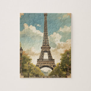 Eiffelturm Paris Reise Vintage Stil Retro Kunst Puzzle